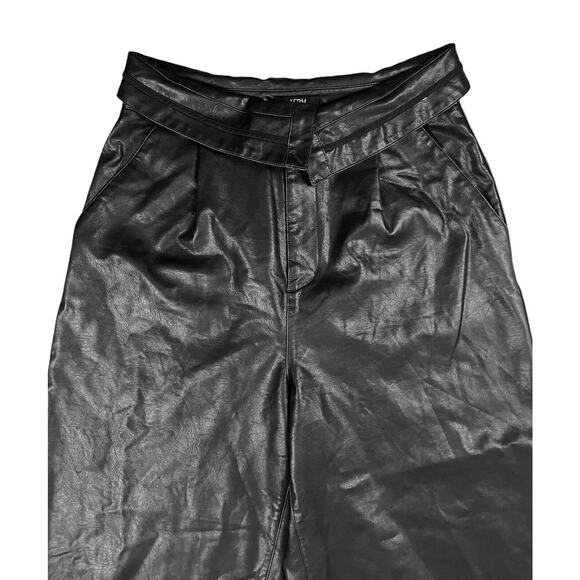 AFRM Tyler High Rise Fold Over Waistband Trousers Black Pants Wide Legs Size 31 - Picture 8 of 12